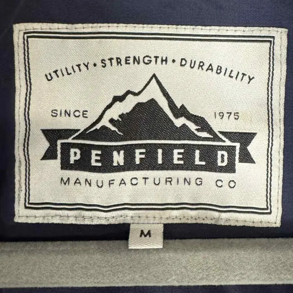 Penfield Navy/Tan Two-Tone Hooded Rain Jacket - Medium - Good Used